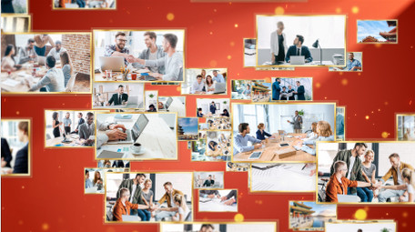 八一建军节照片墙图文AE模板