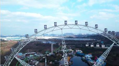 重庆礼嘉欢乐谷摩天轮游乐场航拍
