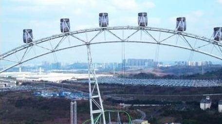 重庆礼嘉欢乐谷摩天轮游乐场航拍