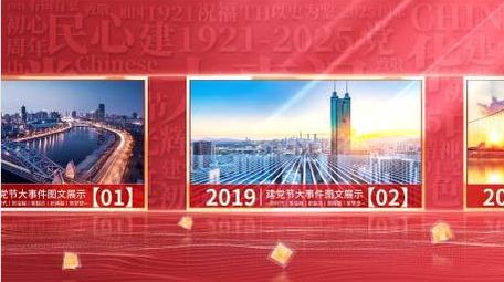 建党节党政大事件图文展示AE模板