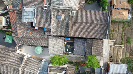 安徽宏村唯美灰白相间建筑航拍