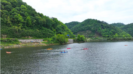 自然旅游景点皖南徽州大峡谷漂流4K航拍