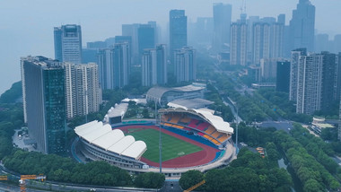 <strong>杭州地标</strong>建筑上城区体育馆4K航拍