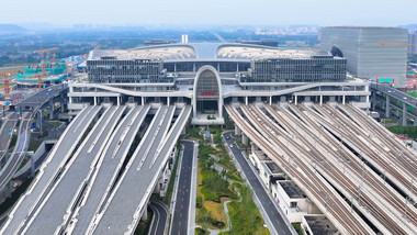 杭州地标杭州西站高铁站4K航拍