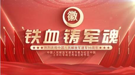 建军节红色动画标题展示片头AE模版