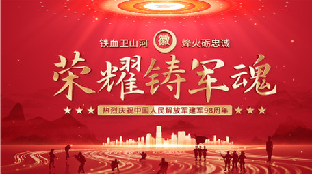 建军节图文汇聚片头AE模板