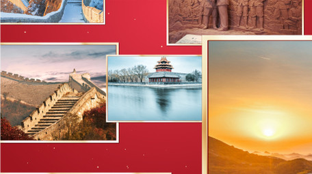 建军节图文汇聚片头AE模板