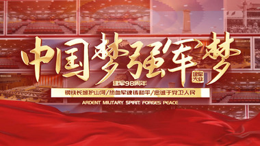 建军节照片墙图文展示AE视频模板