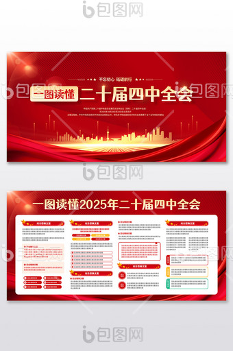 二十屆四中全會黨政紅色宣傳展板圖片
