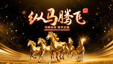 马年三维年会质感片头AE模板