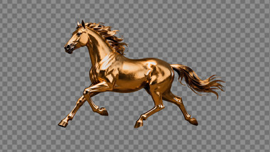 4K三维金色质感马年骏马奔腾形象