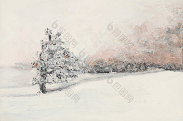 冬季风景油画
