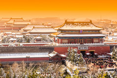 在冬季，北京，中国的紫禁城