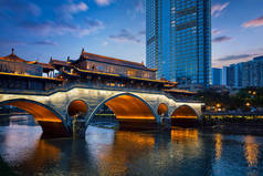 安顺大桥夜景, 成都, 中国