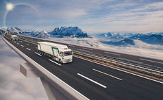 延伸的高速公路与一辆货运卡车