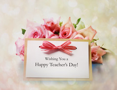 教师一天消息用粉红玫瑰