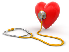 听诊器和心脏 (剪切路径包括)