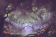 魔法的森林，梦幻景色