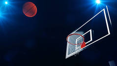 3d. 篮球篮在职业篮球场中的图示.