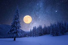 冬夜星空满月