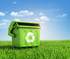 绿色塑料垃圾回收容器生态学的概念，与拉
