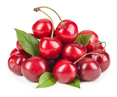 Ripe ripe cherries isolated on white background