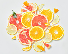 柑橘类水果切片背景,