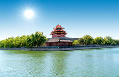 北京，中国，在紫禁城的外围护城河角落里.