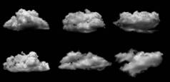 白云隔离在黑色背景的现实云彩之上.