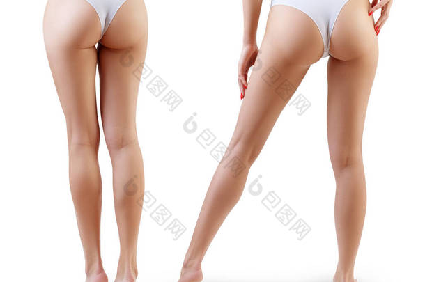 从后视镜和侧视镜看完美女性腿和臀部的结合部.