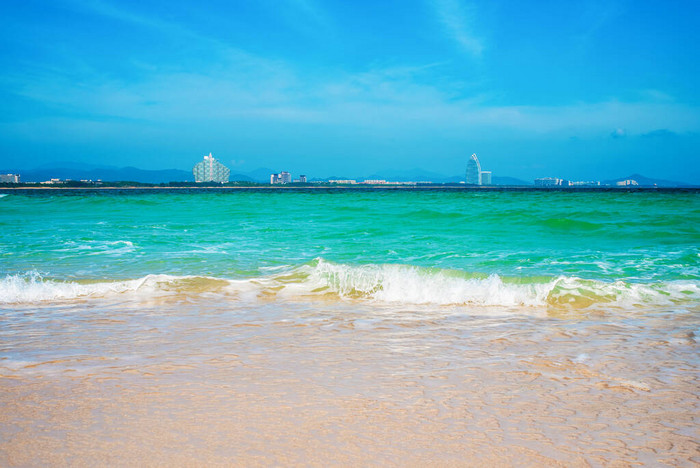 风景海景五洲热带淡水岛三亚市的中国度假度