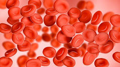 红血球或红血球组的3D特写图解.