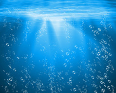 水下气泡与蓝色的大海