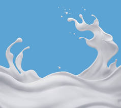 牛奶或酸奶飞溅 抽象背景，3D插图.