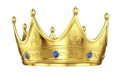 皇家金冠与蓝宝石隔绝白色。3d 渲染