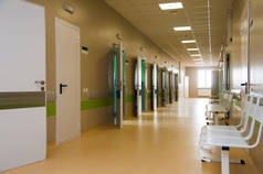 医院走廊纵深，医院走廊的细节