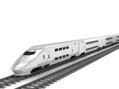 现代高速火车在白色背景上