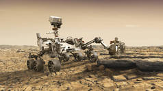 NASA的火星2020漫游者艺术家的概念# 6 。2017. November 17, 2017. background template, elements of this image provid