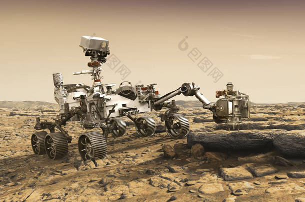 NASA的火星2020漫游者艺术家的概念# 6 。2017. November 17, 2017. background template, elements of this image provid