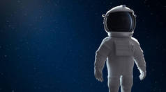 宇航员站在外层空间。收割路径包括。3D渲染.