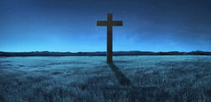 基督教的十字架，在草地上