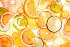 切片柑橘类水果背景.