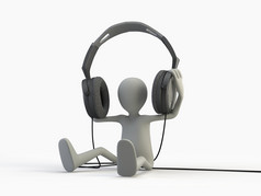 headphone and headphones isolated on white background. 3 d render illustration.