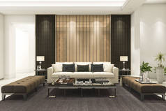 3d 渲染奢华和枝形吊灯现代客厅