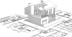房屋建筑草图3D渲染