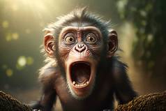 A monkey with its mouth open and its mouth wide open with its mouth wide open cgstudio a 3d render s