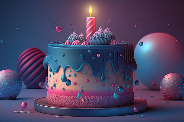 创意五彩缤纷的生日蛋糕新品牌形象食品插图桌面墙纸设计