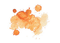 Abstract watercolor aquarelle hand drawn yellow drop splatter stain art paint on white background il
