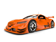 现代橙色竞赛跑车-前特写镜头