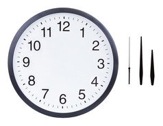 空白的钟面用小时、 分针和秒针